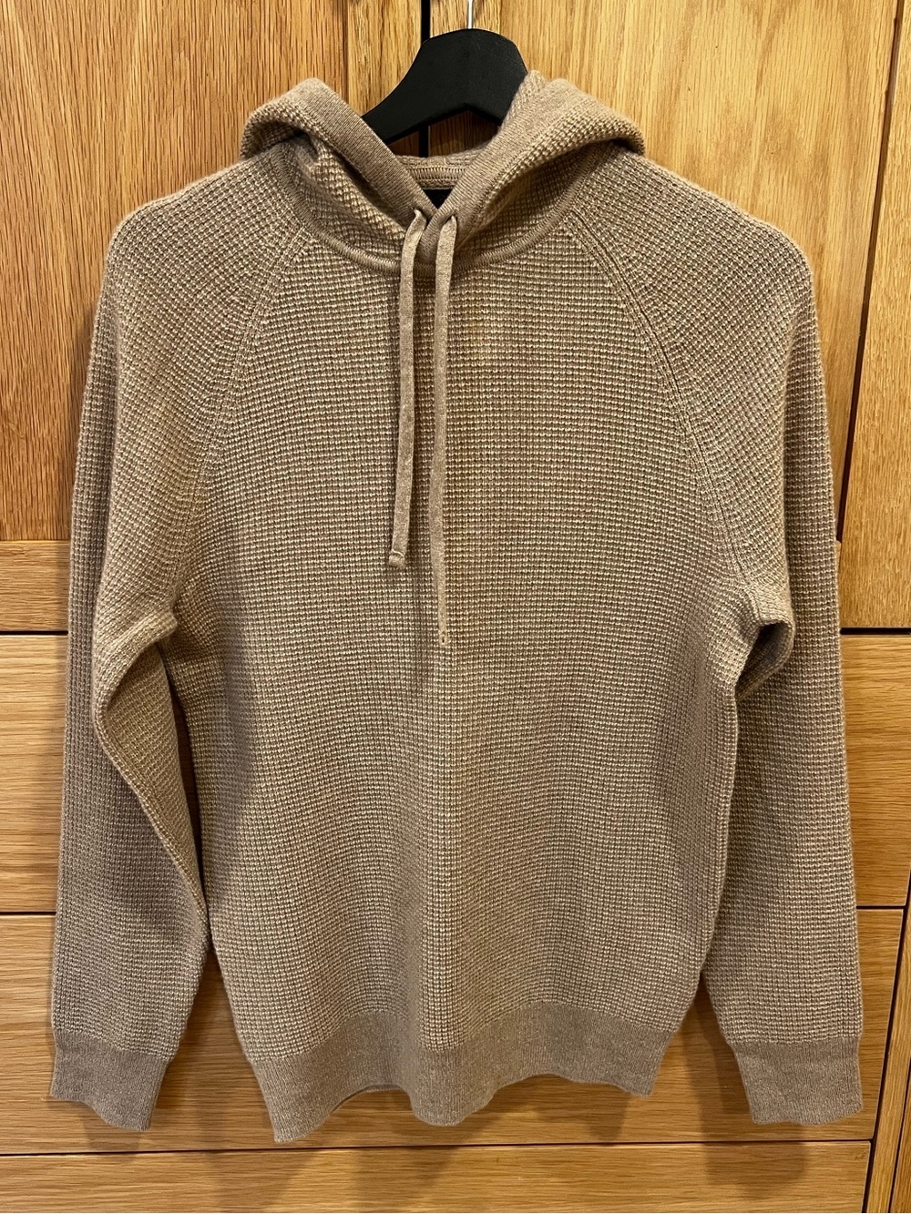 J. Crew Cashmere Waffle Knit Hooded Sweater Heather Sand Size XS NWT Cozy Lounge